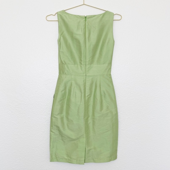 LAFAYETTE 148 NY Green Silk V-Neck Dress SZ 0 - Picture 2 of 5